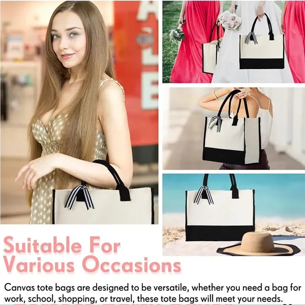 Initial Canvas Beach Tote Bag