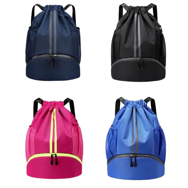 Large Sports Drawstring Backpack with Shoe Compartment
