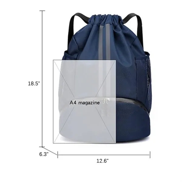 Large Sports Drawstring Backpack with Shoe Compartment