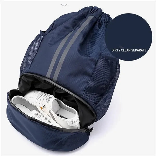 Large Sports Drawstring Backpack with Shoe Compartment