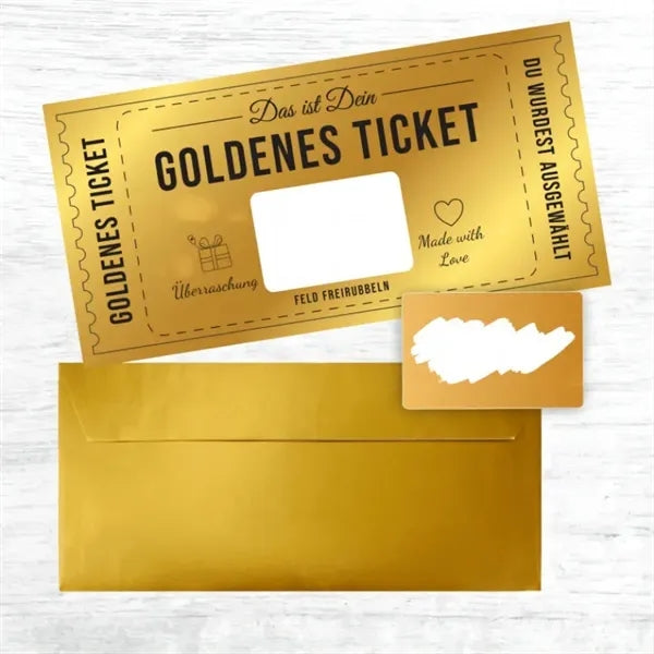 Golden Ticket DIY Scratch Surprise Card with Envelope