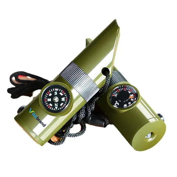 Outdoor Survival Whistle Compass Flashlight Reflector