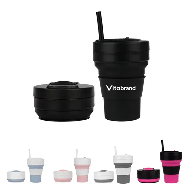 Straw Coffee Cup, Outdoor Convenient Folding Water Cup