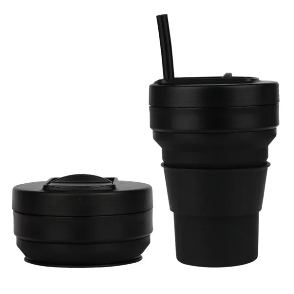 Straw Coffee Cup, Outdoor Convenient Folding Water Cup