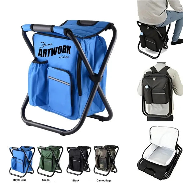 Outdoor Foldable Stool Chair with Cooler Bag 2 in 1
