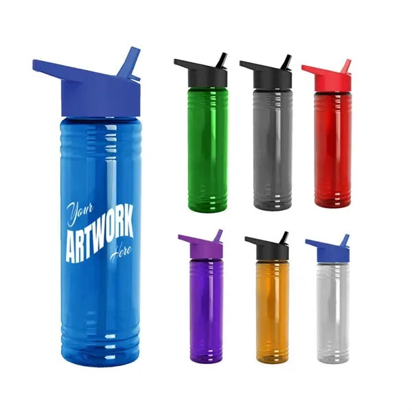 Clear 24 OZ Slim Fit Sports Plastic Water Bottle With Straw