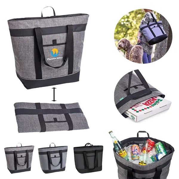 Spacious Foldable Wide Shoulder Strap Insulated Cooler Tote