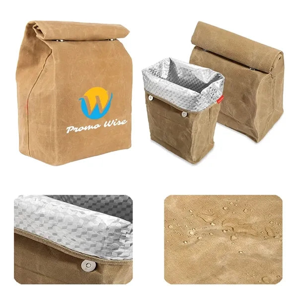Insulated Leak Proof Magnetic Closure Waxed Canvas Lunch Bag