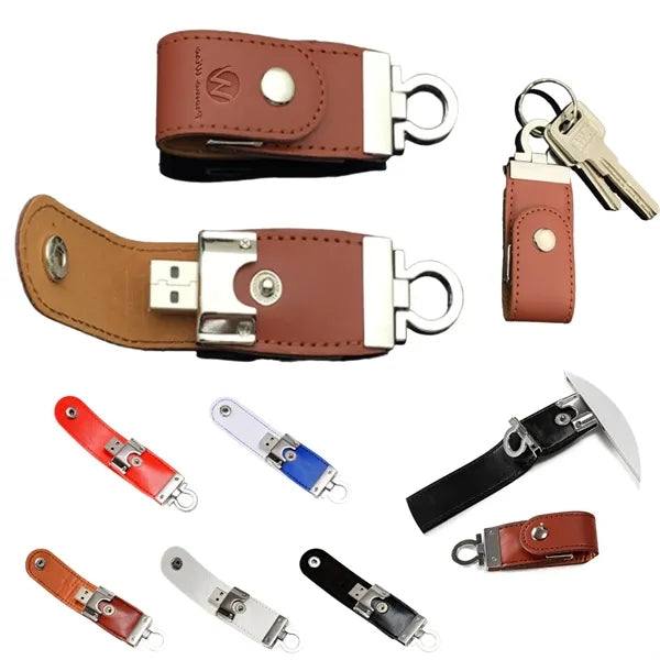 Leather Metal Keychain Design High-Speed USB 3.0 Flash Drive