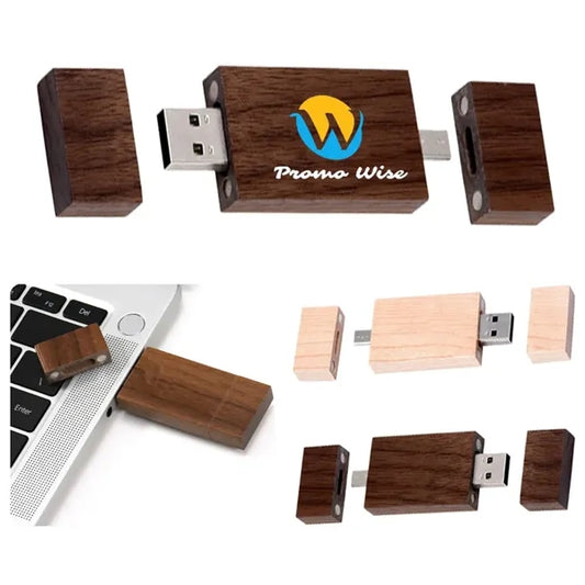 Dual Head OTG Design File Transfer Wooden 3.0 Flash Drive