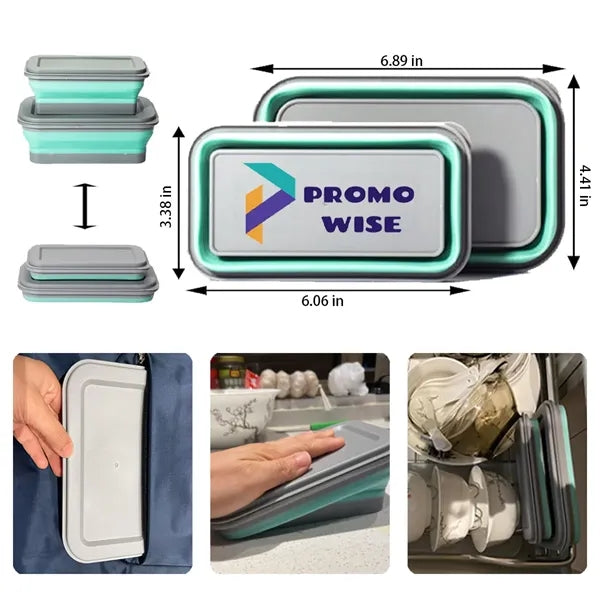 Stackable Leakproof Foldable Square Silicone Food Container
