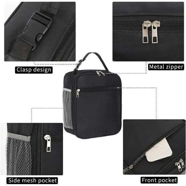 Lightweight Insulated Lunch Bag Lined Multi-Pocket Compact