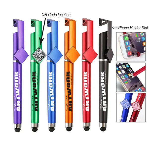 3 In One Multi Functional Plastic QR Code Stylus Pen With Ph