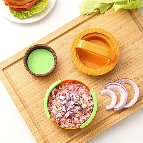 3 In 1 Hamburger Press Patty Maker Non-Stick Kitchen