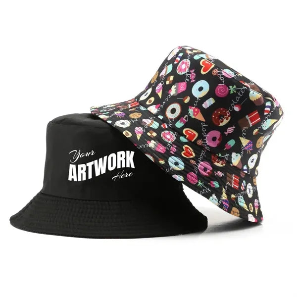Full Color Imprint Reversible Cotton Bucket Hat