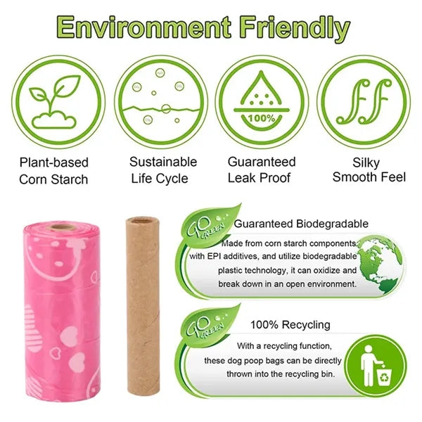 Poop Bags Rolls Pet Waste Dispenser Eco-Friendly