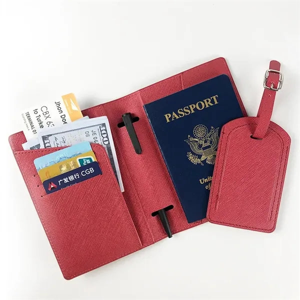 PU Leather Passport Cover With Luggage Tag