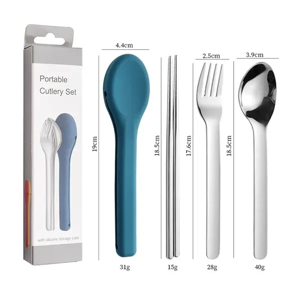 18/8 stainless steel Travel Utensils with silicone Case