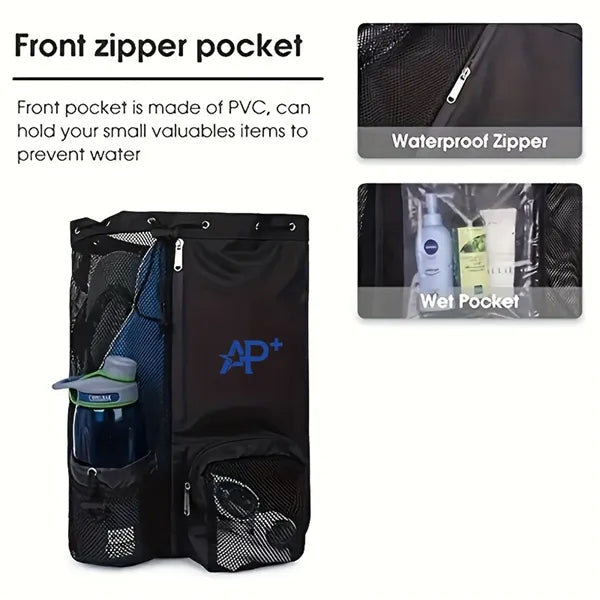 Mesh Drawstring Bag with Wet Pocket
