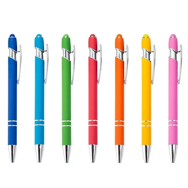 Rubberized Metal Ballpoint pen with Stylus