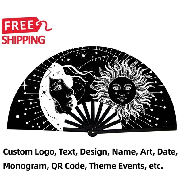 Sun And Moon Rave Folding Fan For Festival Dance