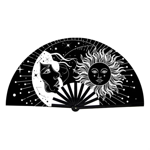 Sun And Moon Rave Folding Fan For Festival Dance