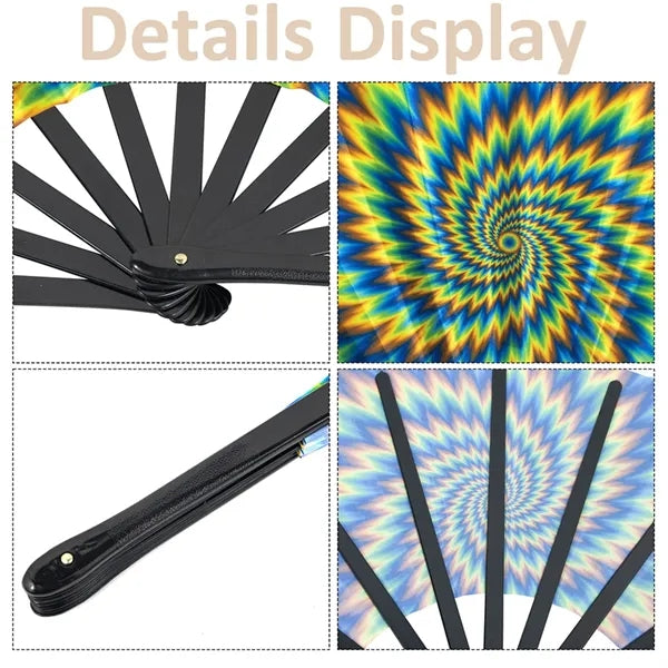 Sun And Moon Rave Folding Fan For Festival Dance