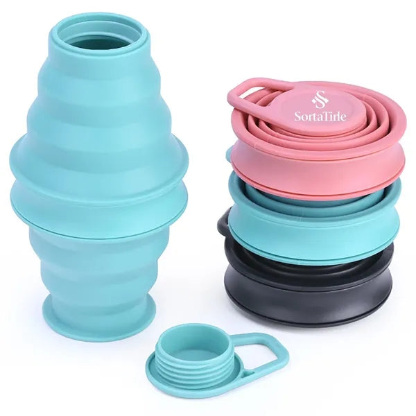 Collapsible Silicone Travel Cup with Carabiner Hook