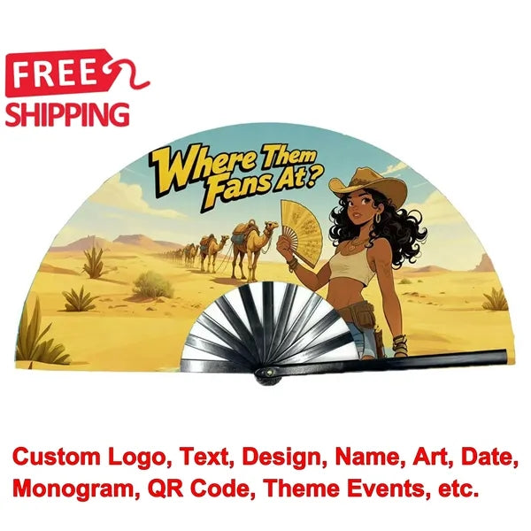 Western Cowgirl Line Dance Folding Hand Fan 13 Inch
