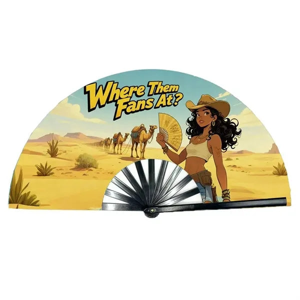 Western Cowgirl Line Dance Folding Hand Fan 13 Inch