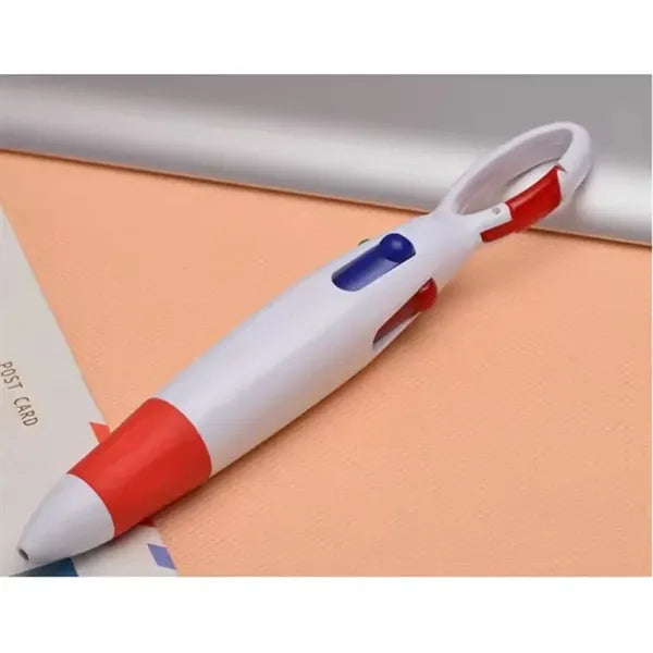4-in-1 Multi-Color Retractable Ballpoint Pen with Keychain
