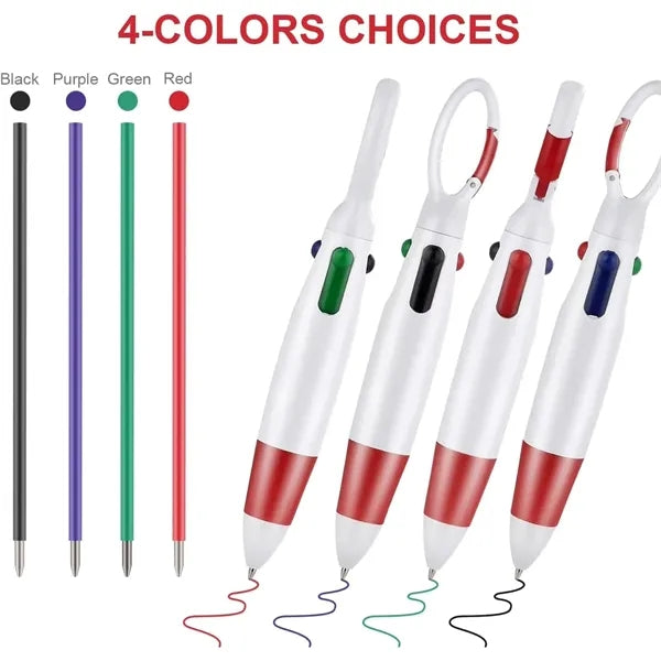 4-in-1 Multi-Color Retractable Ballpoint Pen with Keychain