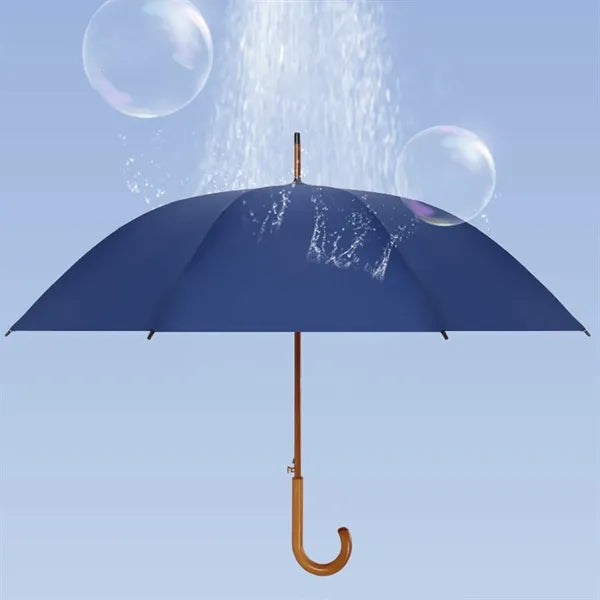 Auto Open Stick Umbrella Wooden handle