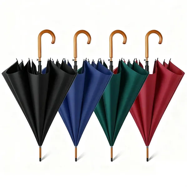 Auto Open Stick Umbrella Wooden handle