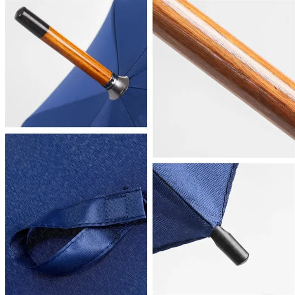 Auto Open Stick Umbrella Wooden handle