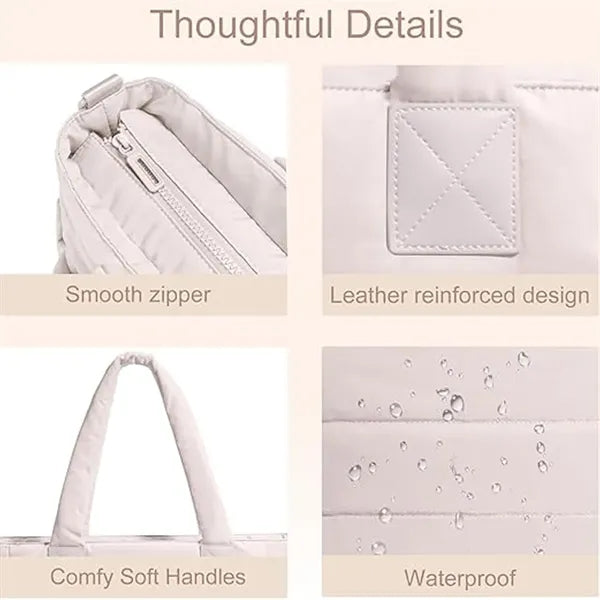 Puffer Tote Large Quilted Shoulder Bag for Work Travel