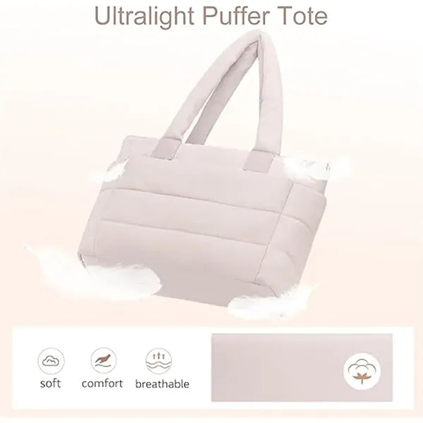 Puffer Tote Large Quilted Shoulder Bag for Work Travel