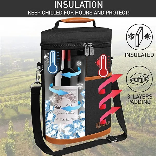 Insulated Portable Padded Canvas Wine Bag for Travel