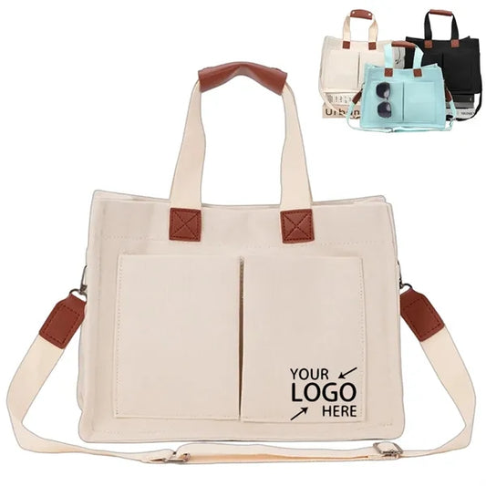 Large Capacity Canvas Tote Bag for Work Travel Shopping