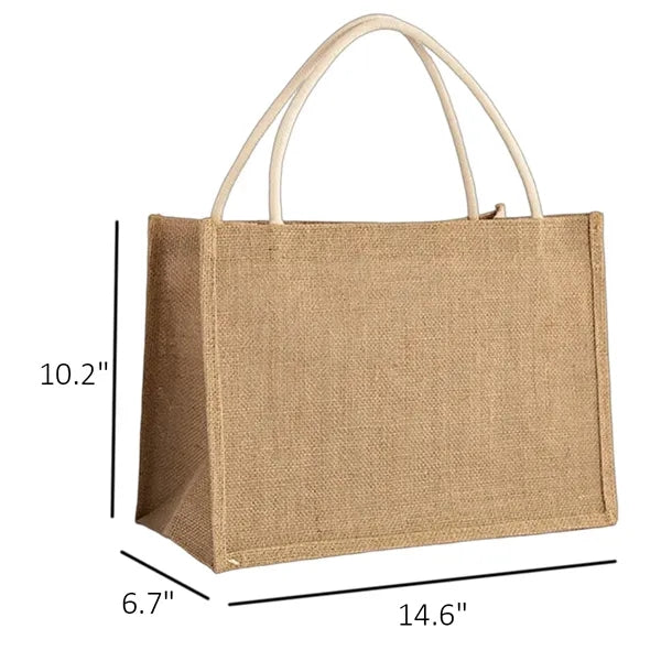 Large Capacity Jute Tote Bag for Work Travel Shopping