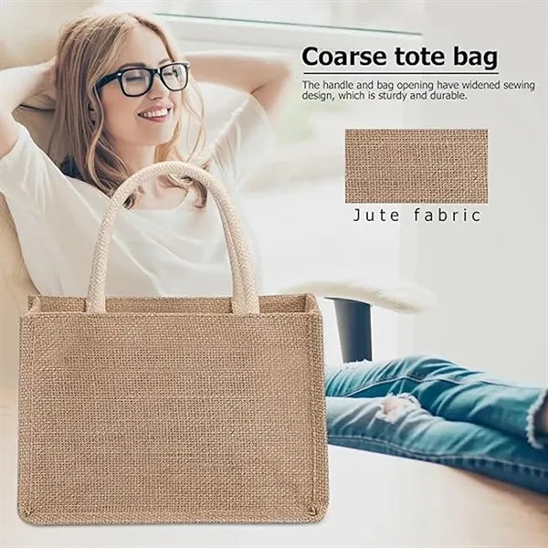 Large Capacity Jute Tote Bag for Work Travel Shopping