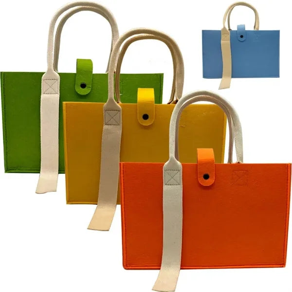 Wooden Handle Felt Tote Bag