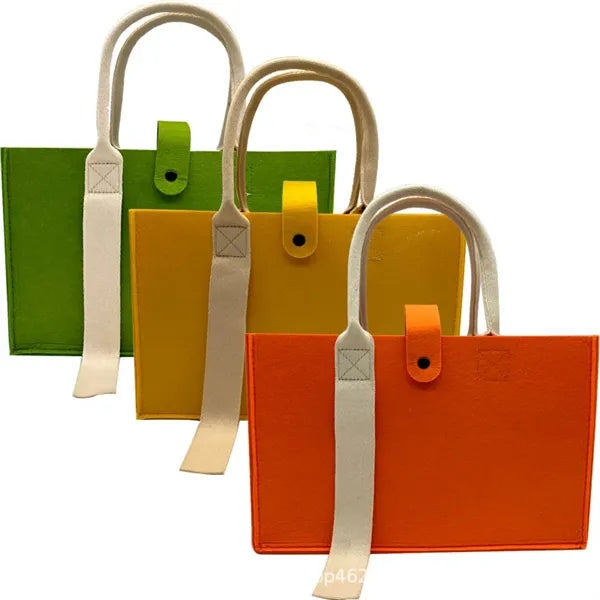 Wooden Handle Felt Tote Bag
