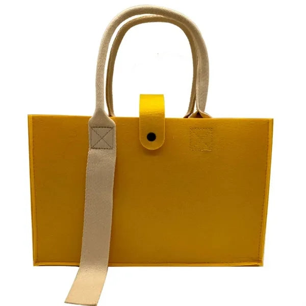 Wooden Handle Felt Tote Bag