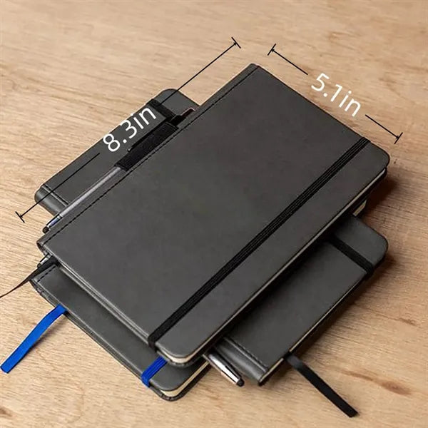 Leatherette Notebook Includes Pen Holder and Bookmark