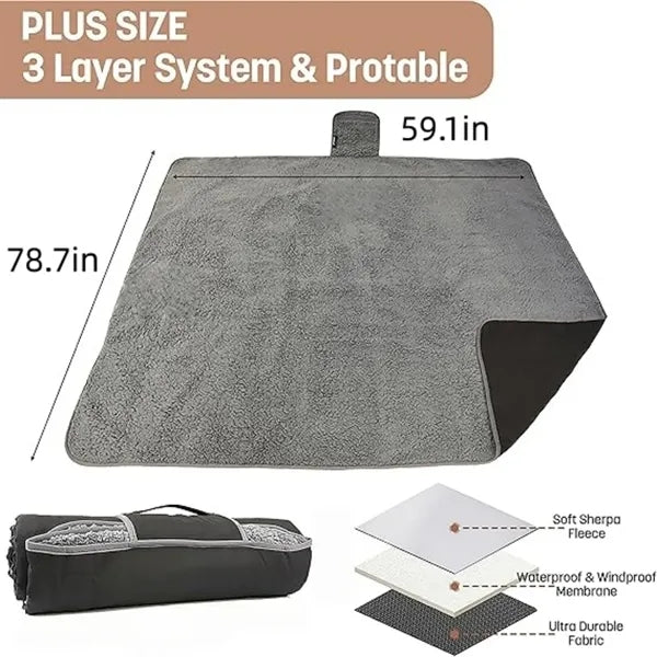 Waterproof Outdoor Blanket with Sherpa Lining