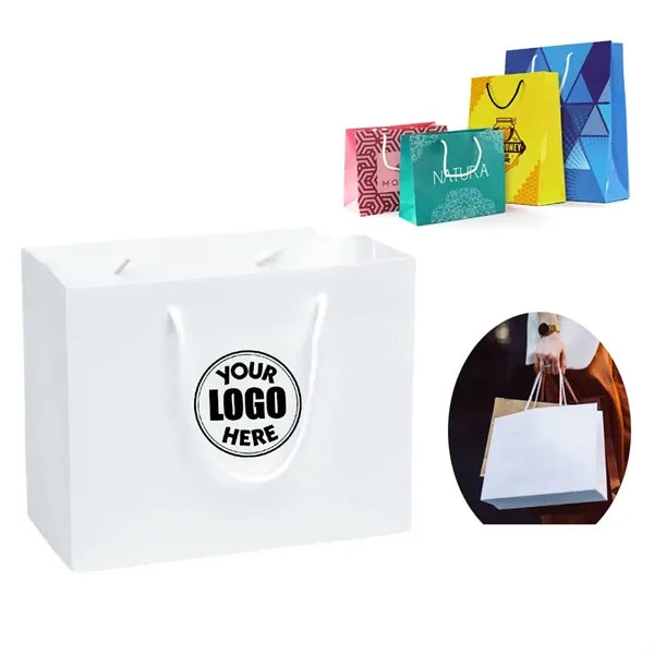 250GSM Custom White Cardboard Bag with Handle