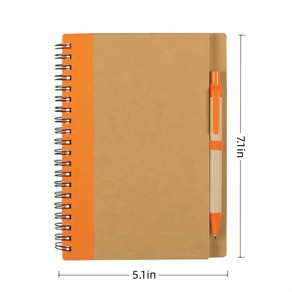 Spiral Kraft Paper Notebooks with Pens