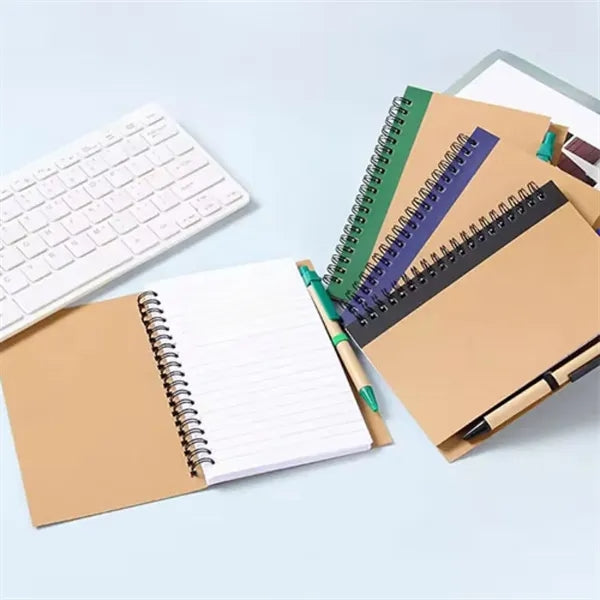 Spiral Kraft Paper Notebooks with Pens