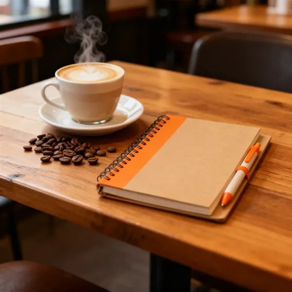 Spiral Kraft Paper Notebooks with Pens